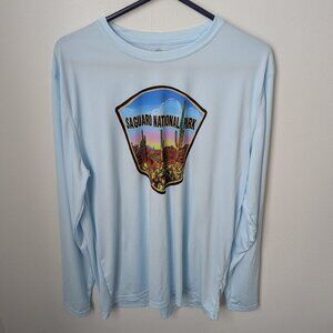 Saguaro National Park Performance Light Blue Long Sleeve Tee, Adult Large